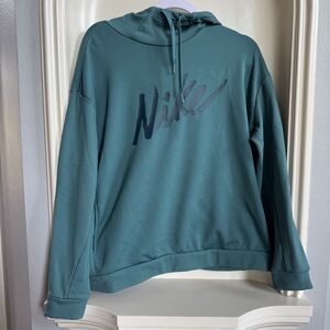 Nike Women's Teal Funnel Neck Hoodie Size Medium